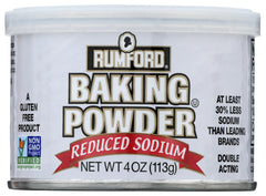Rumford reduced-sodium baking powder can top for easy measuring and consistent lift