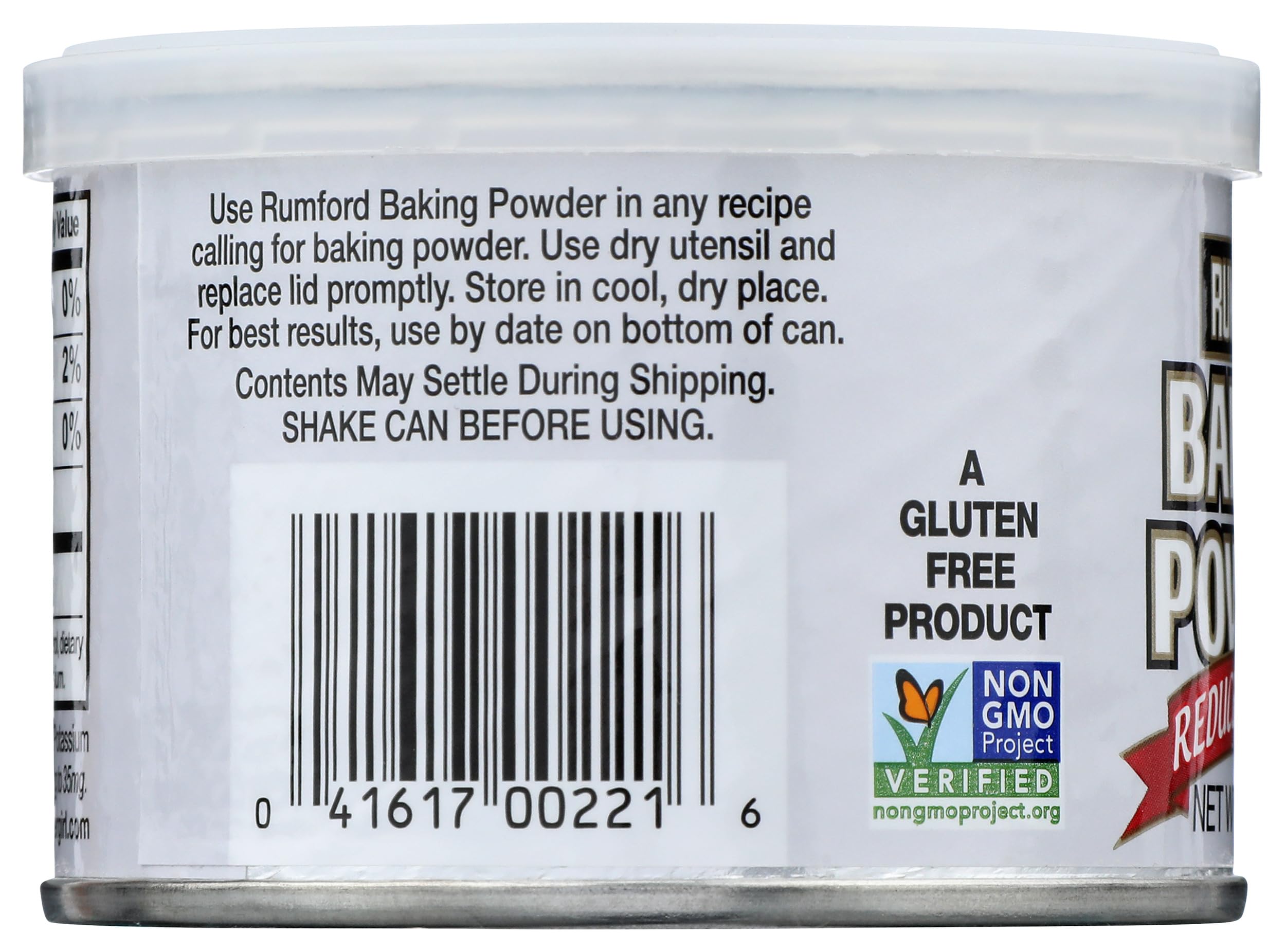 Measuring scoop with Rumford reduced-sodium baking powder