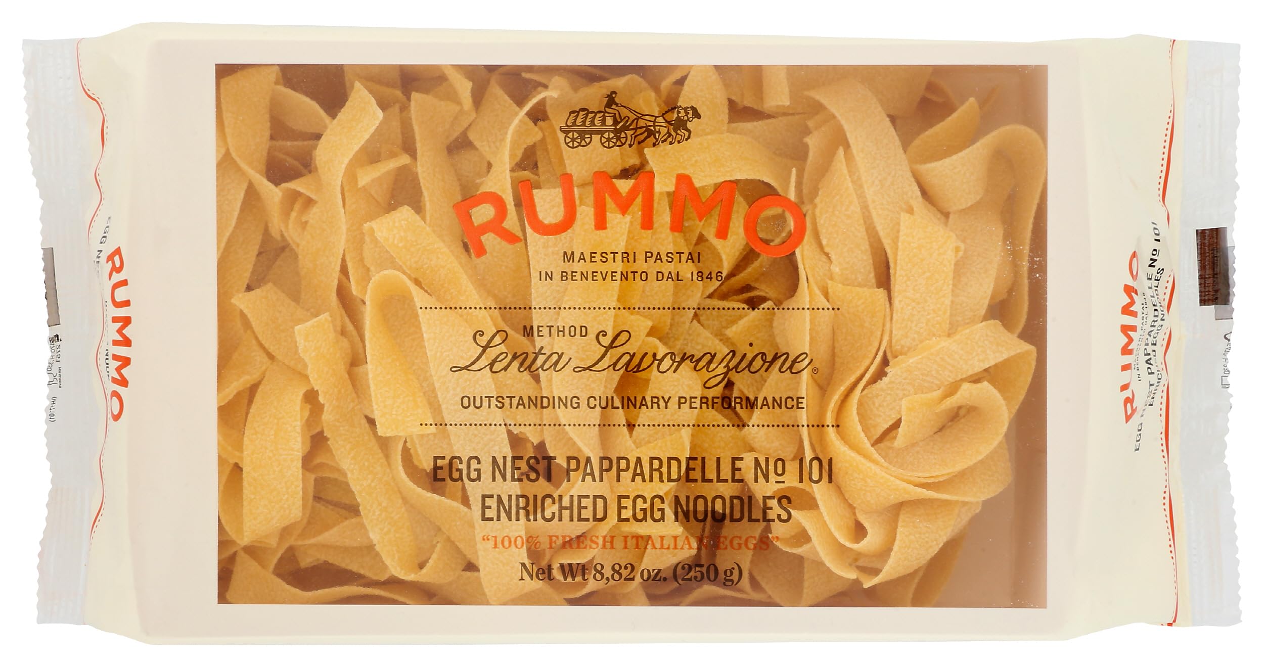 Rummo Egg Nest Pappardelle pack shows premium pasta for family meals