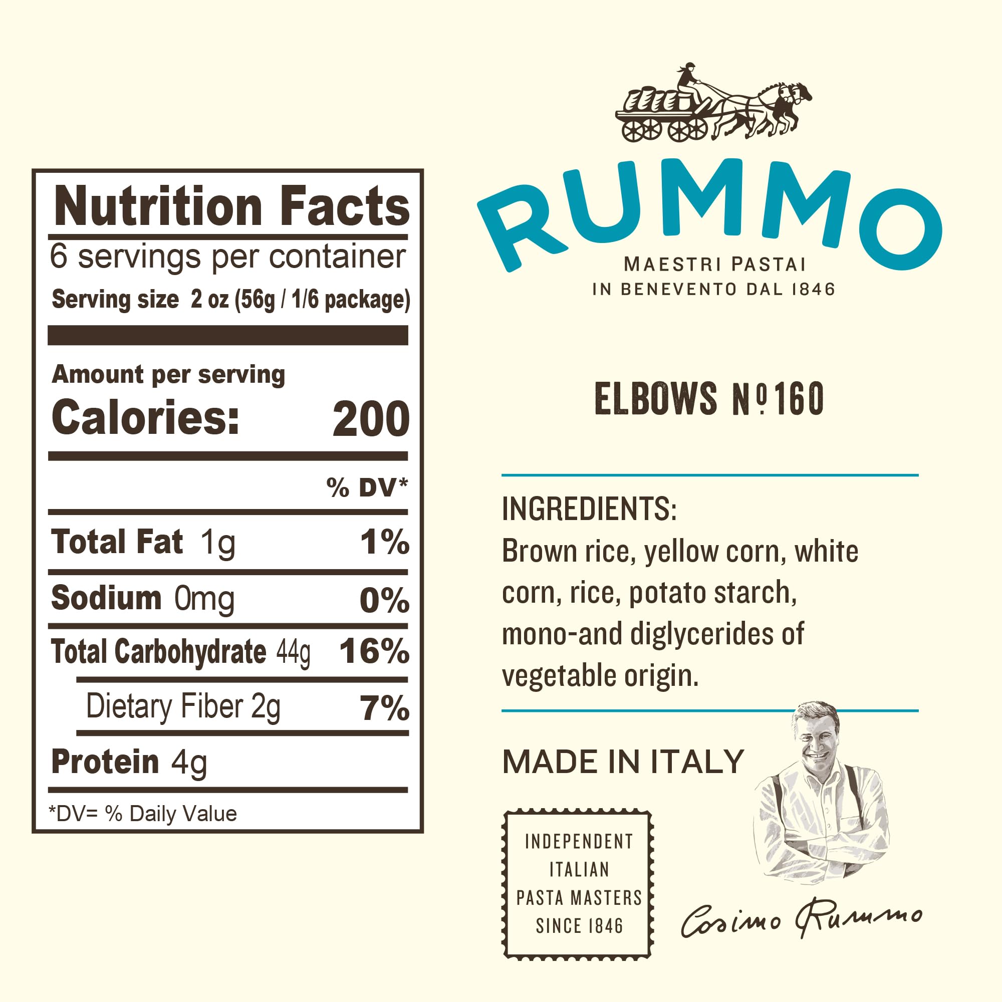 Rummo elbows pasta in 5-minute cook stage, perfect for quick weeknight dinners.