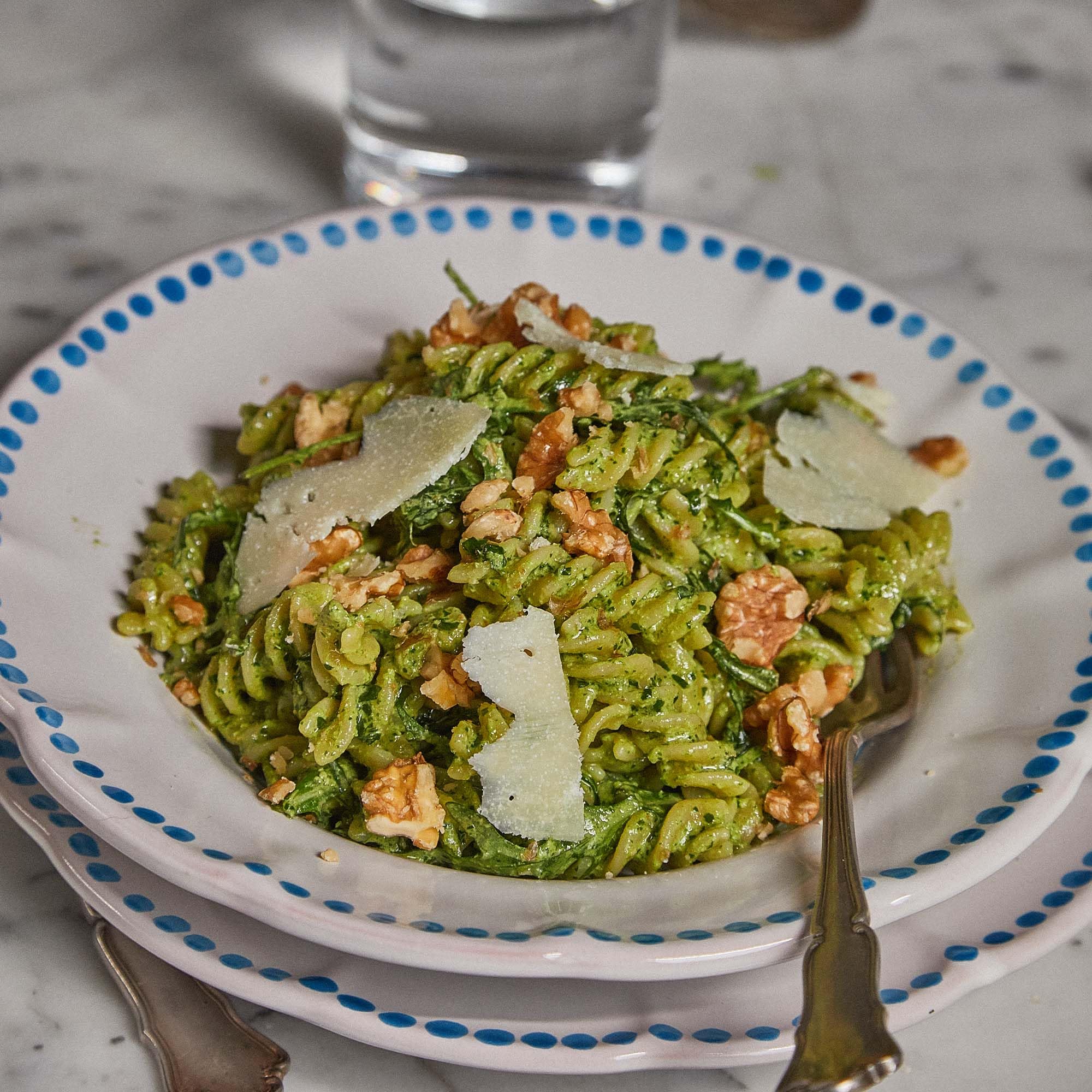 Rummo gluten-free fusilli N.48 al dente served with herbs