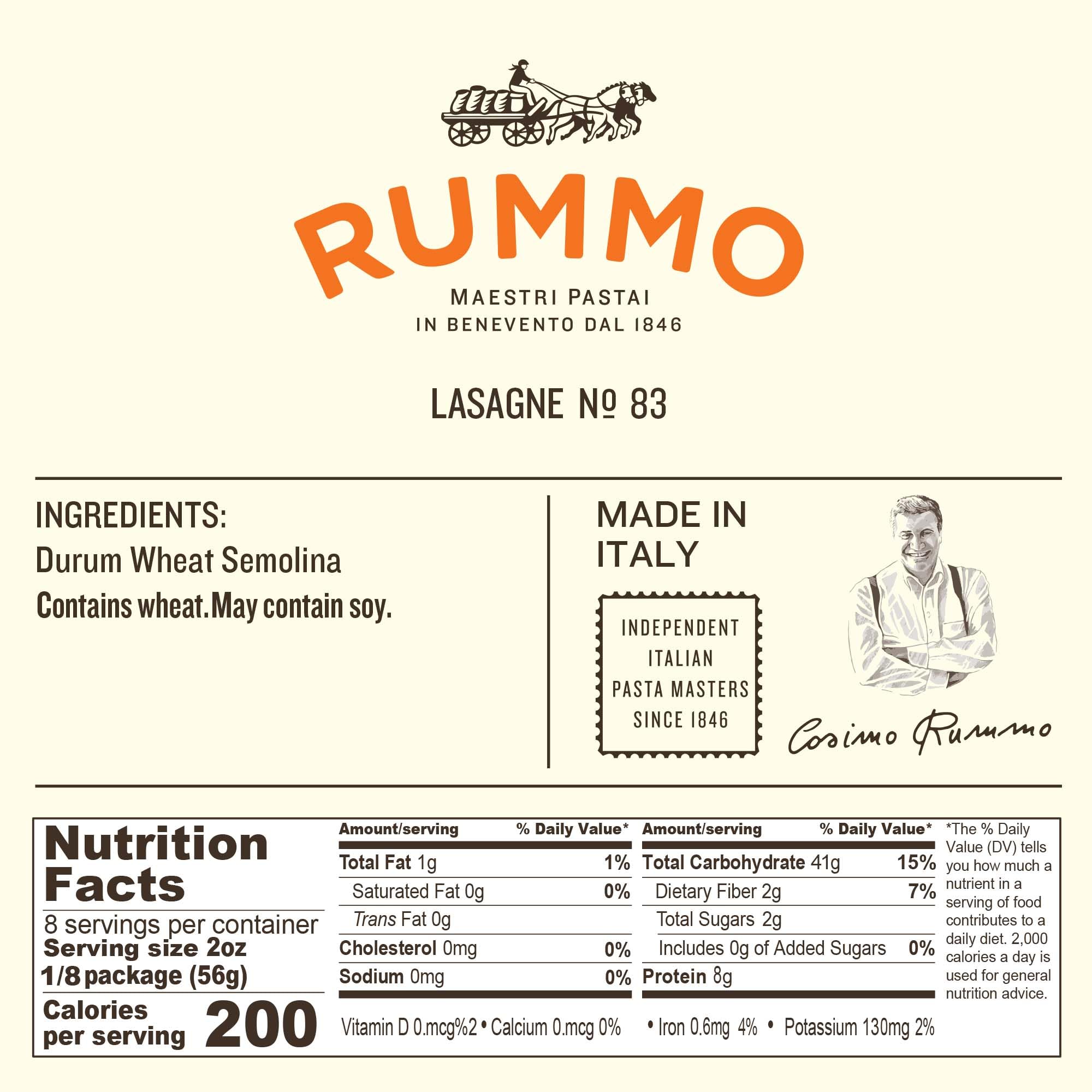 Rummo Lasagne Wavy uncooked noodles close-up with ridges for sauce grip