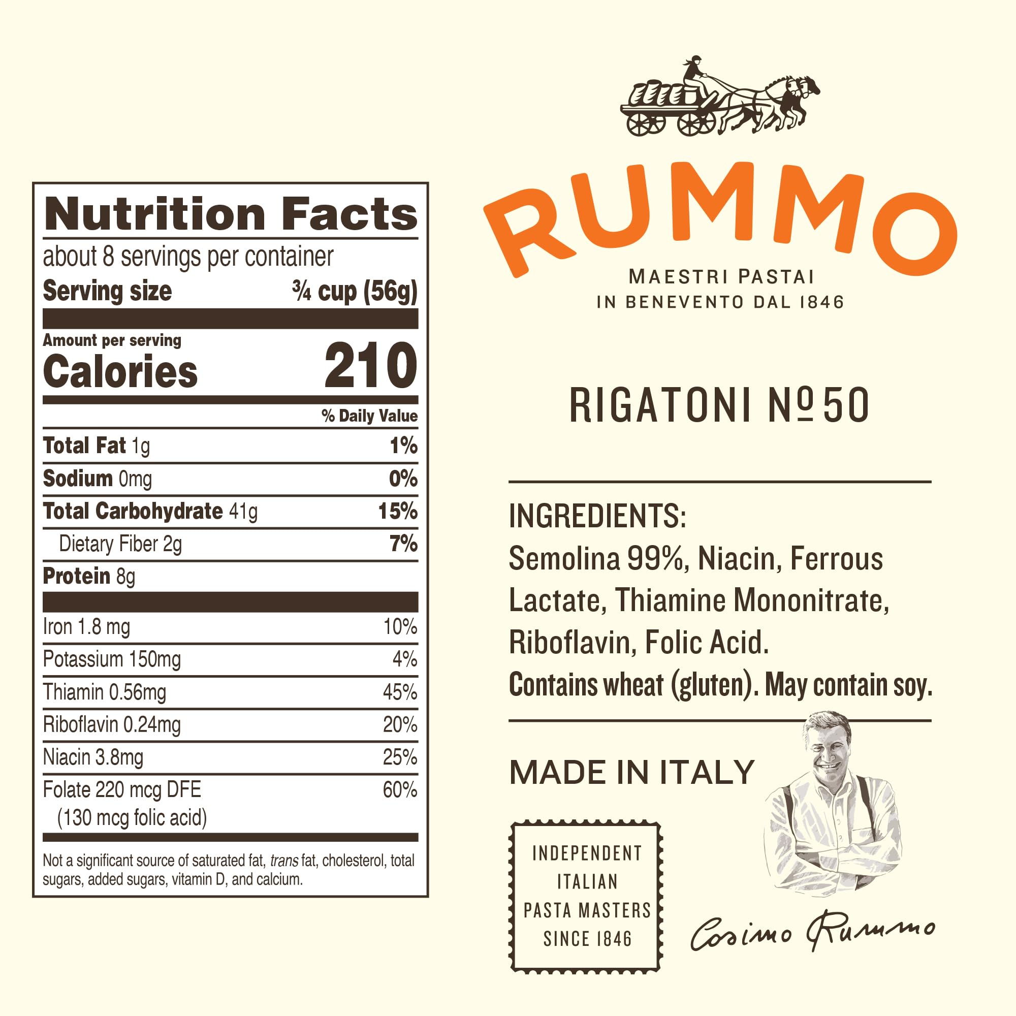 Rummo Rigatoni N.50 ridged tubes grip sauce for enhanced flavor