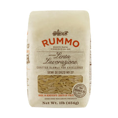 Rummo Semi Di Orzo N27 pasta pack on shelf for quick meals.