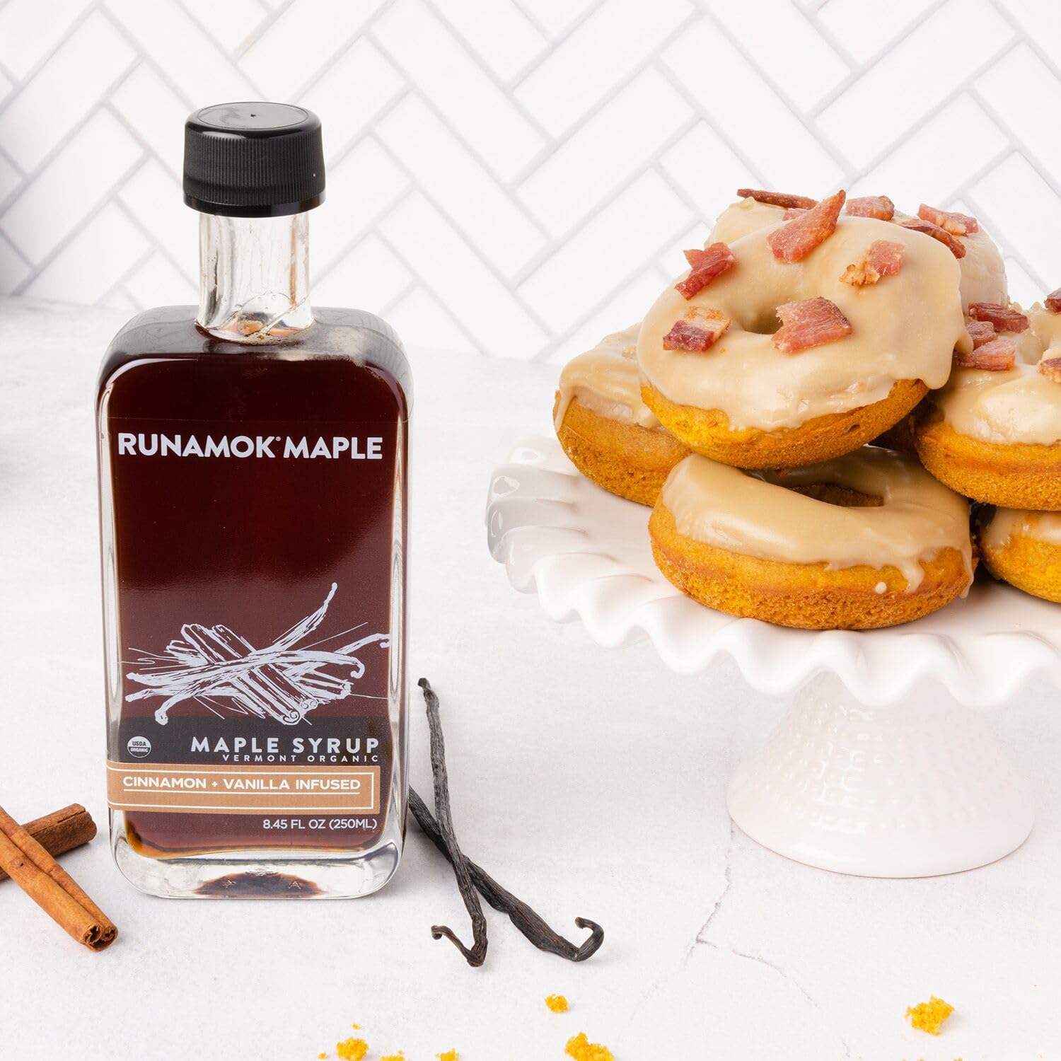 Runamok Cinnamon-Vanilla Maple Syrup glass bottle preserves flavor and color