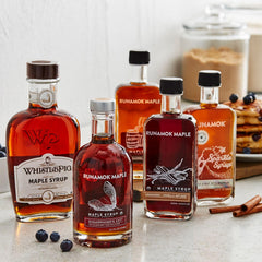 Runamok Cinnamon-Vanilla syrup pouring over pancakes, elevating breakfast flavor