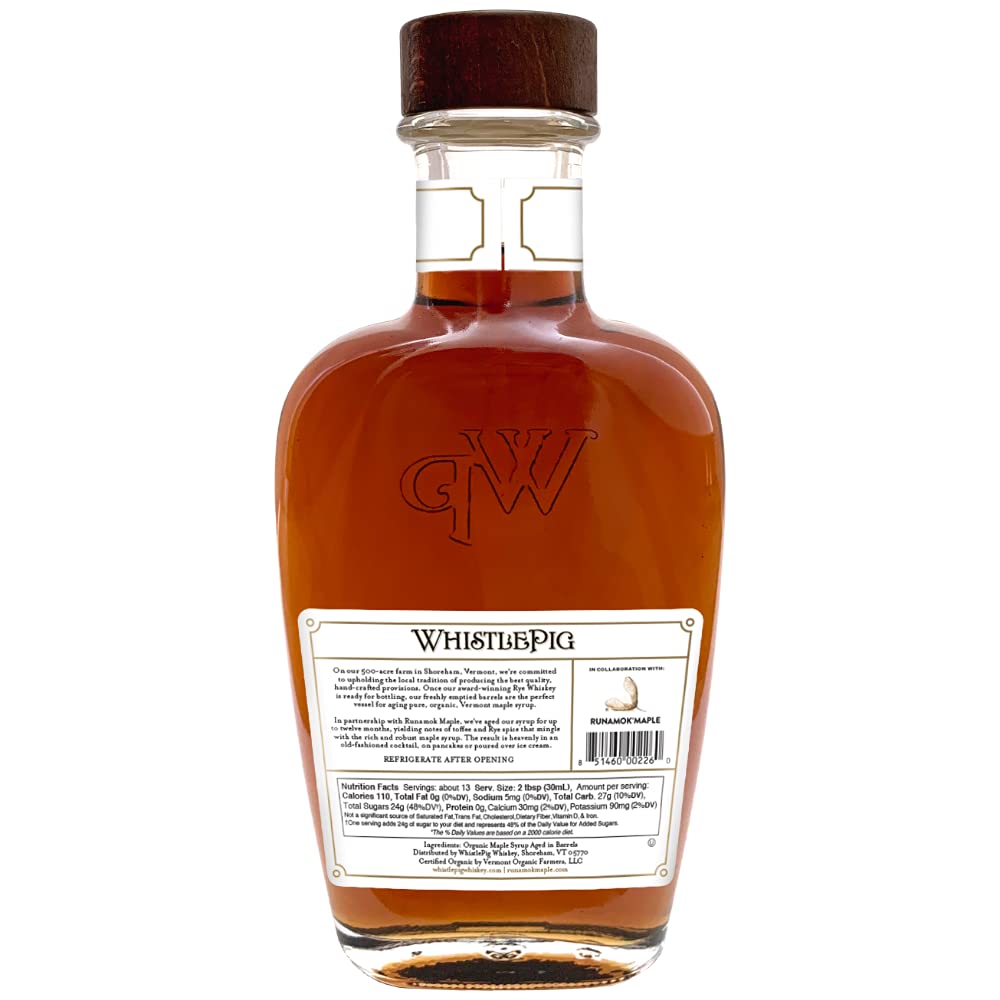 Runamok WhistlePig bottle pour highlights whiskey influence enhancing maple sweetness.