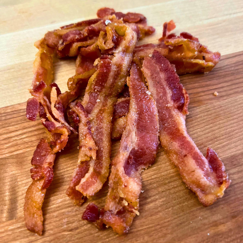 Nutrition facts card for RunninWild maple bacon jerky