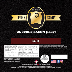 RunninWild thick-cut maple bacon jerky slices showing texture