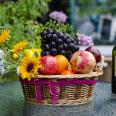 RURALITY small empty gift basket side view with handle, easy to carry.