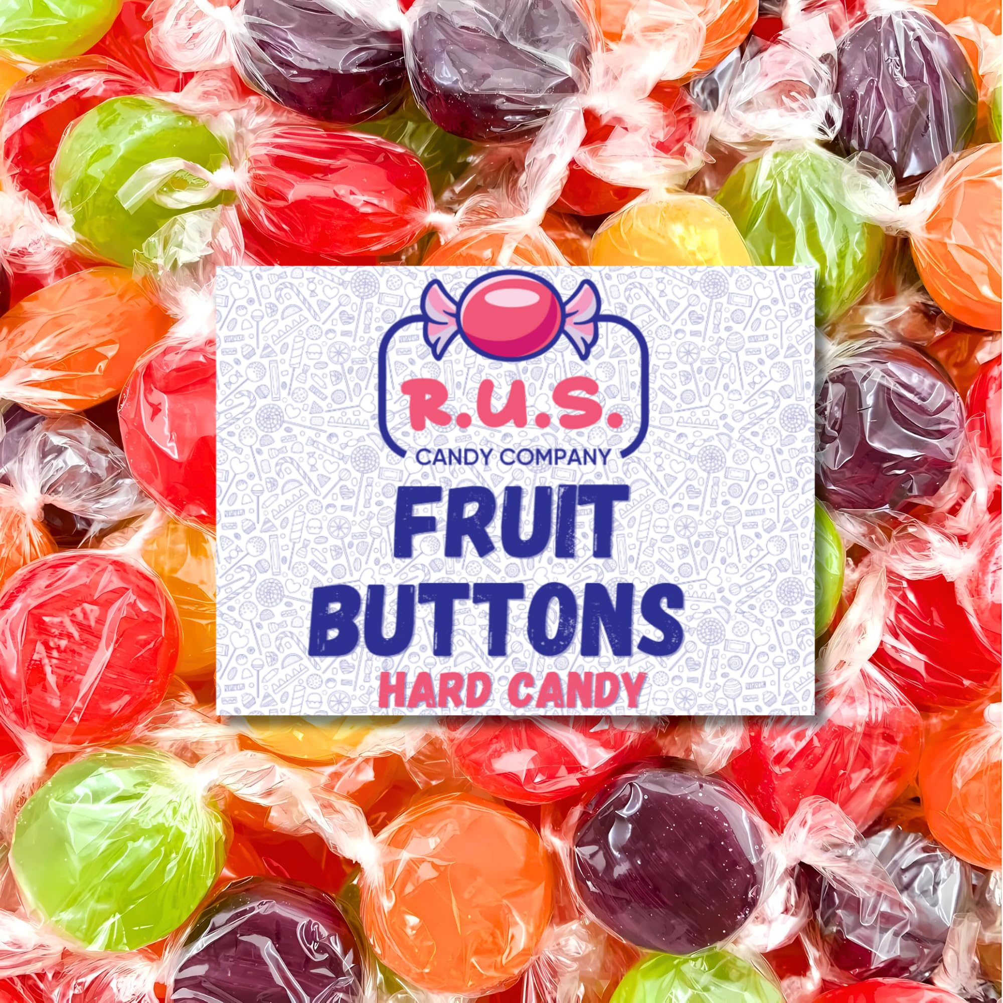 R.U.S. Candy Assorted Fruit Buttons Bag with bright flavors for sharing