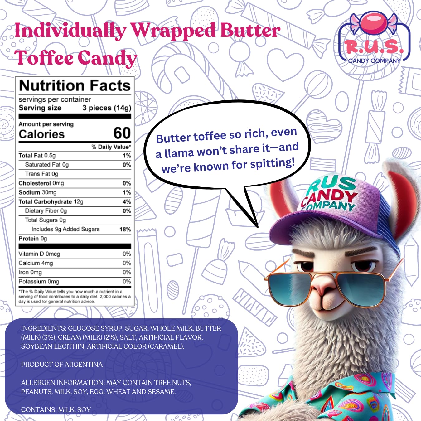 R.U.S. Candy Butter Toffee – crunchy texture, perfect for sharing at gatherings.