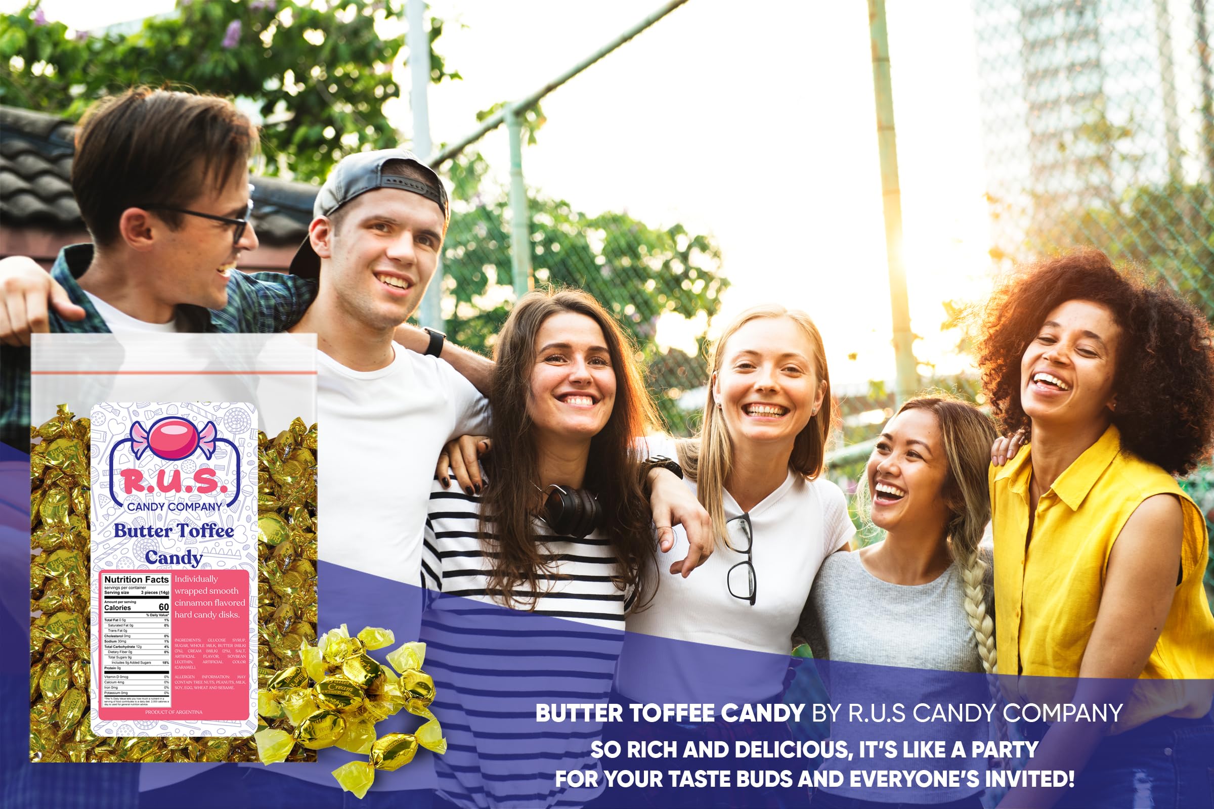 R.U.S. Candy Butter Toffee ingredients – high-quality components ensure consistent, tasty bites.
