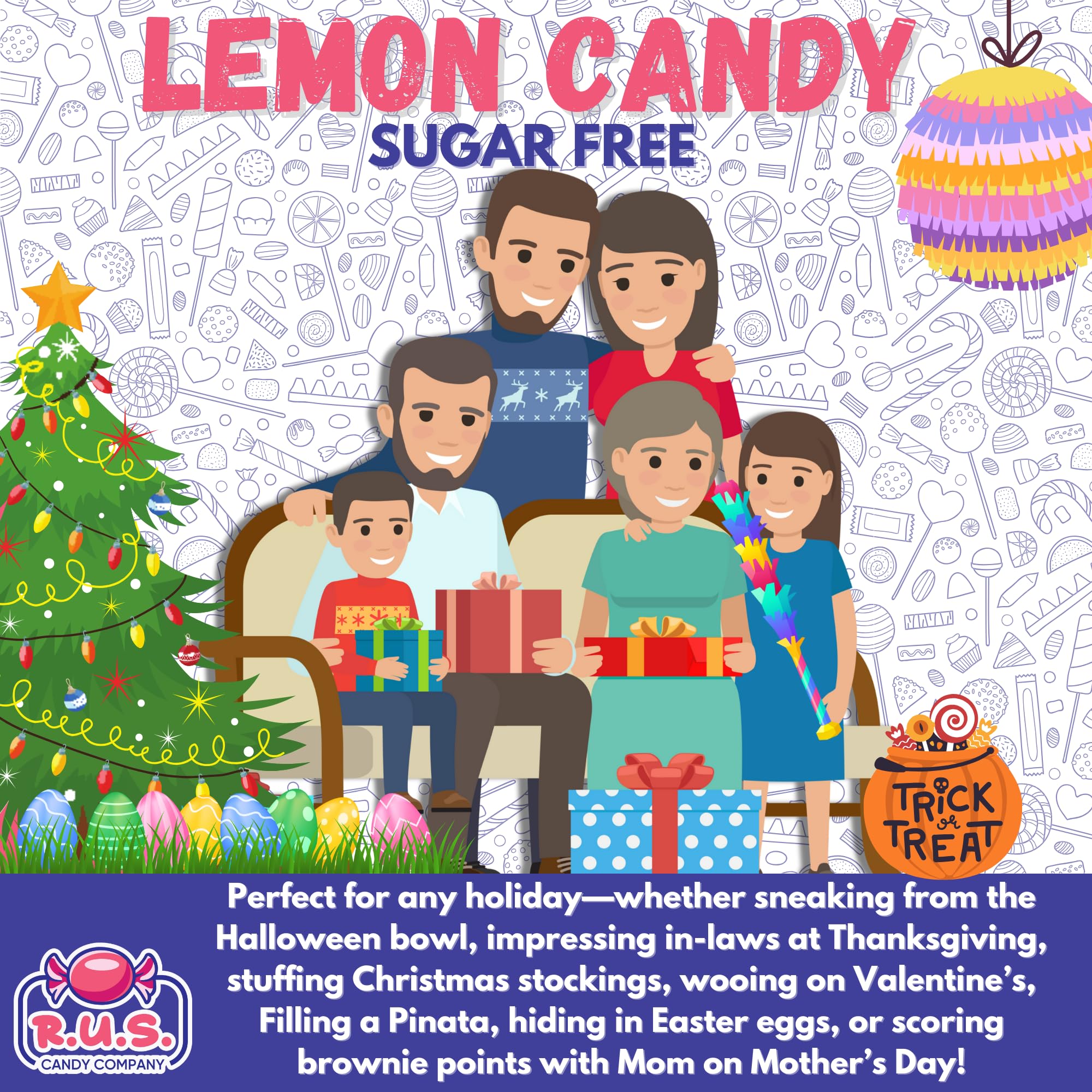 R.U.S. Candy lemon drops in a candy dish for holiday gatherings.