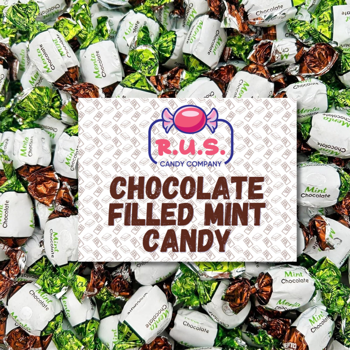 R.U.S. Candy chocolate-filled mint hard candy 1lb bag for parties and everyday snacking