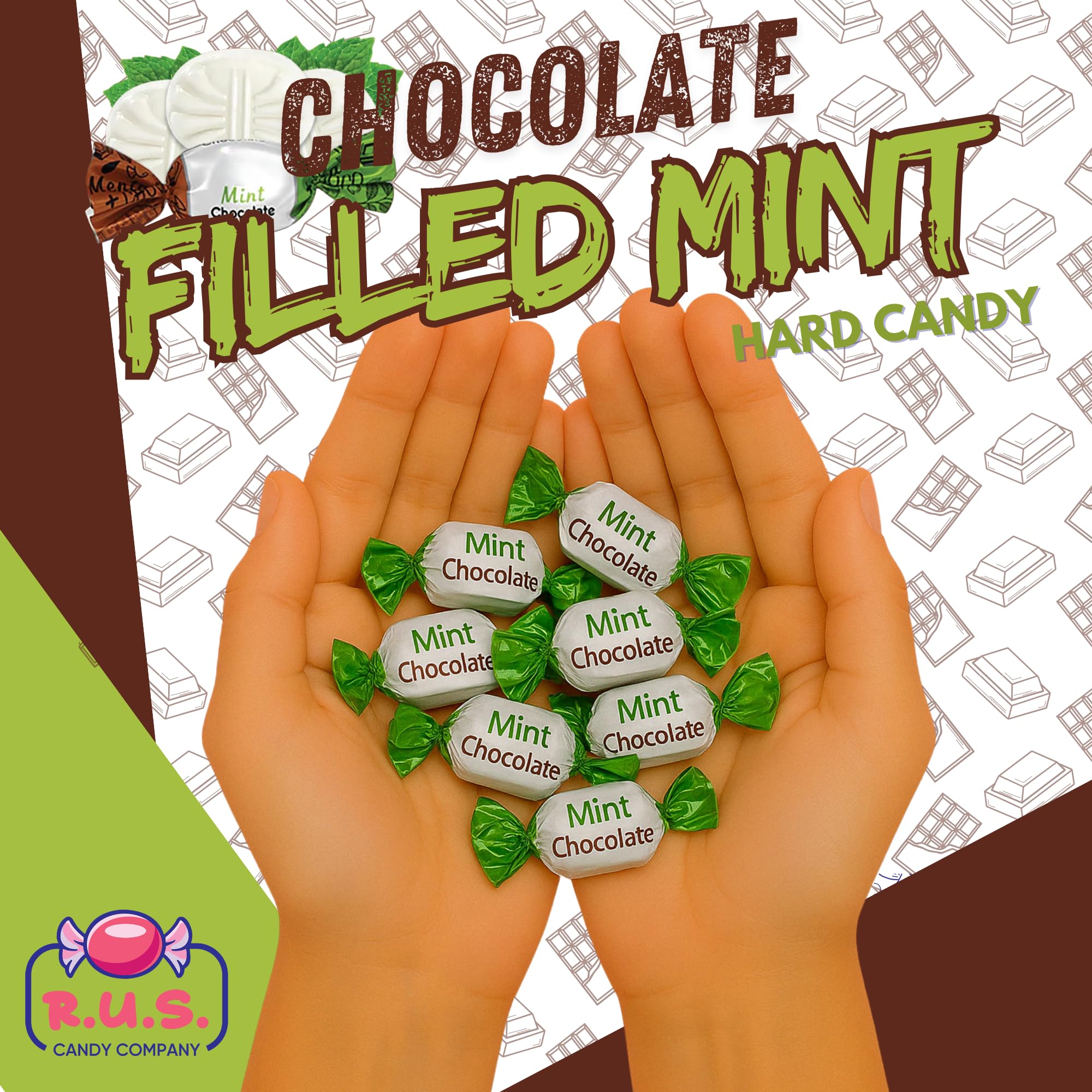 R.U.S. Candy display-ready bowl shows off bright mint and chocolate colors