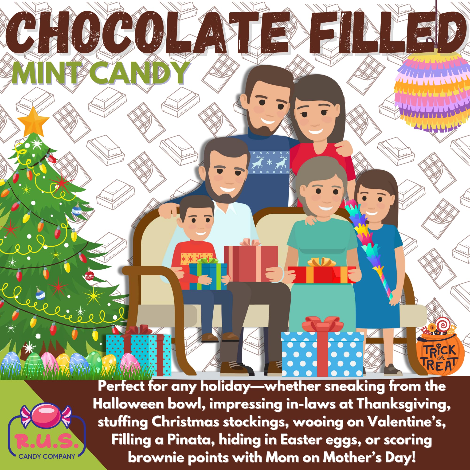 R.U.S. Candy gift-ready mint chocolate candies brighten gift baskets