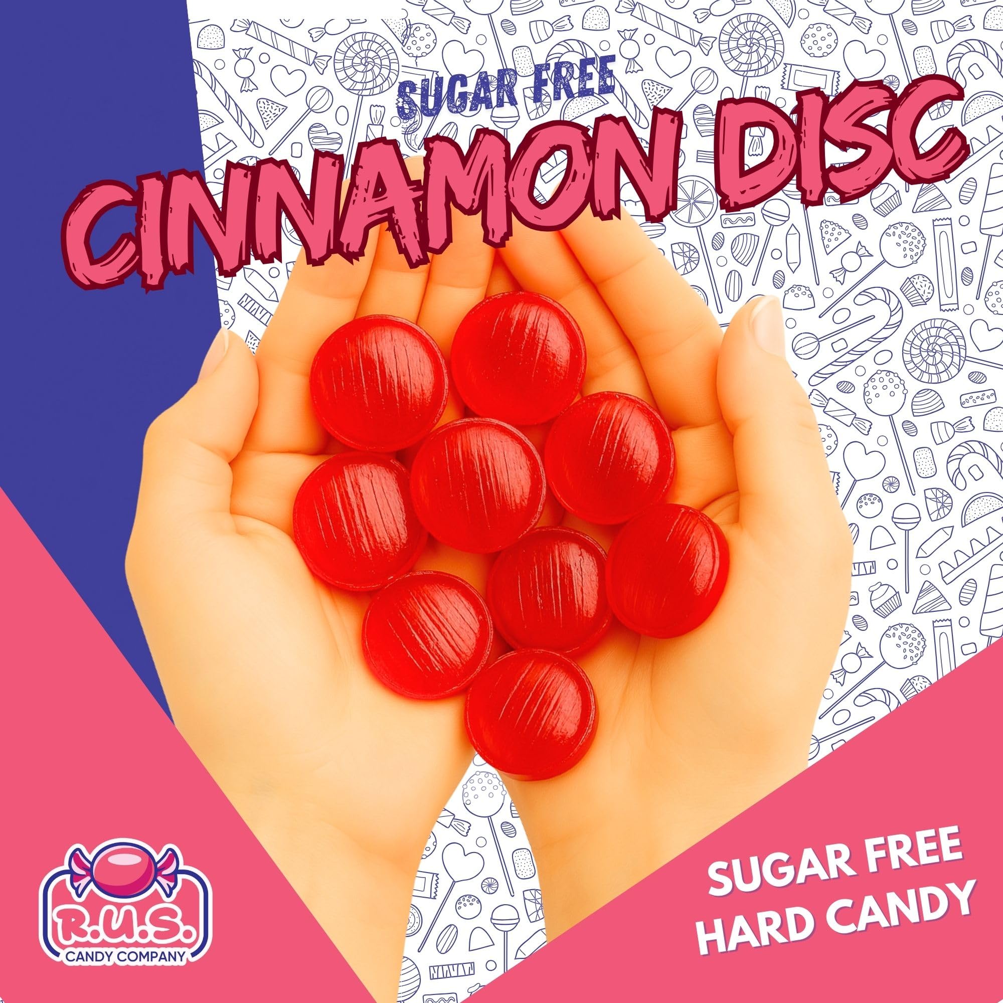 R.U.S. Candy close-up cinnamon discs highlighting bold spicy-sweet aroma.