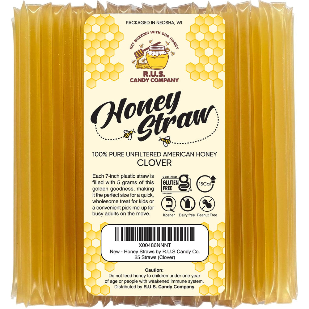 R.U.S. Candy Clover honey sticks 25-pack front view for on-the-go sweetness