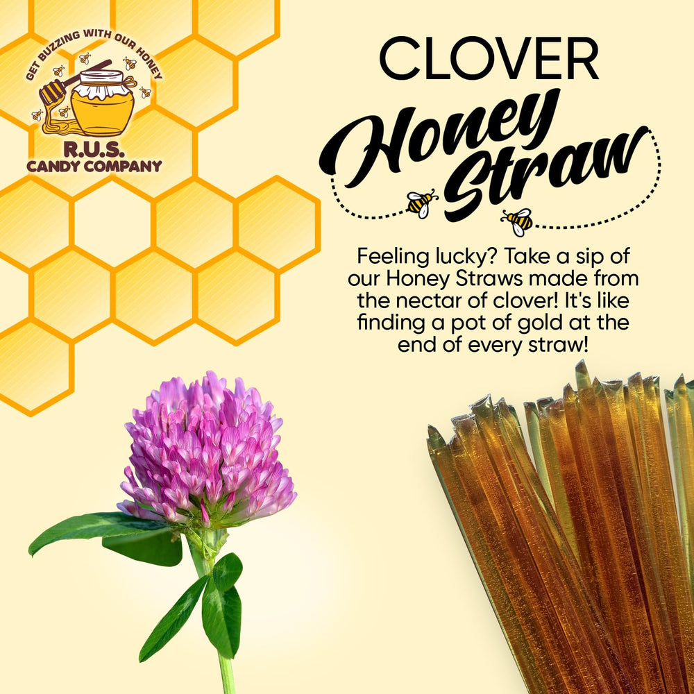 R.U.S. Candy Clover honey straw stirred into tea for a floral lift