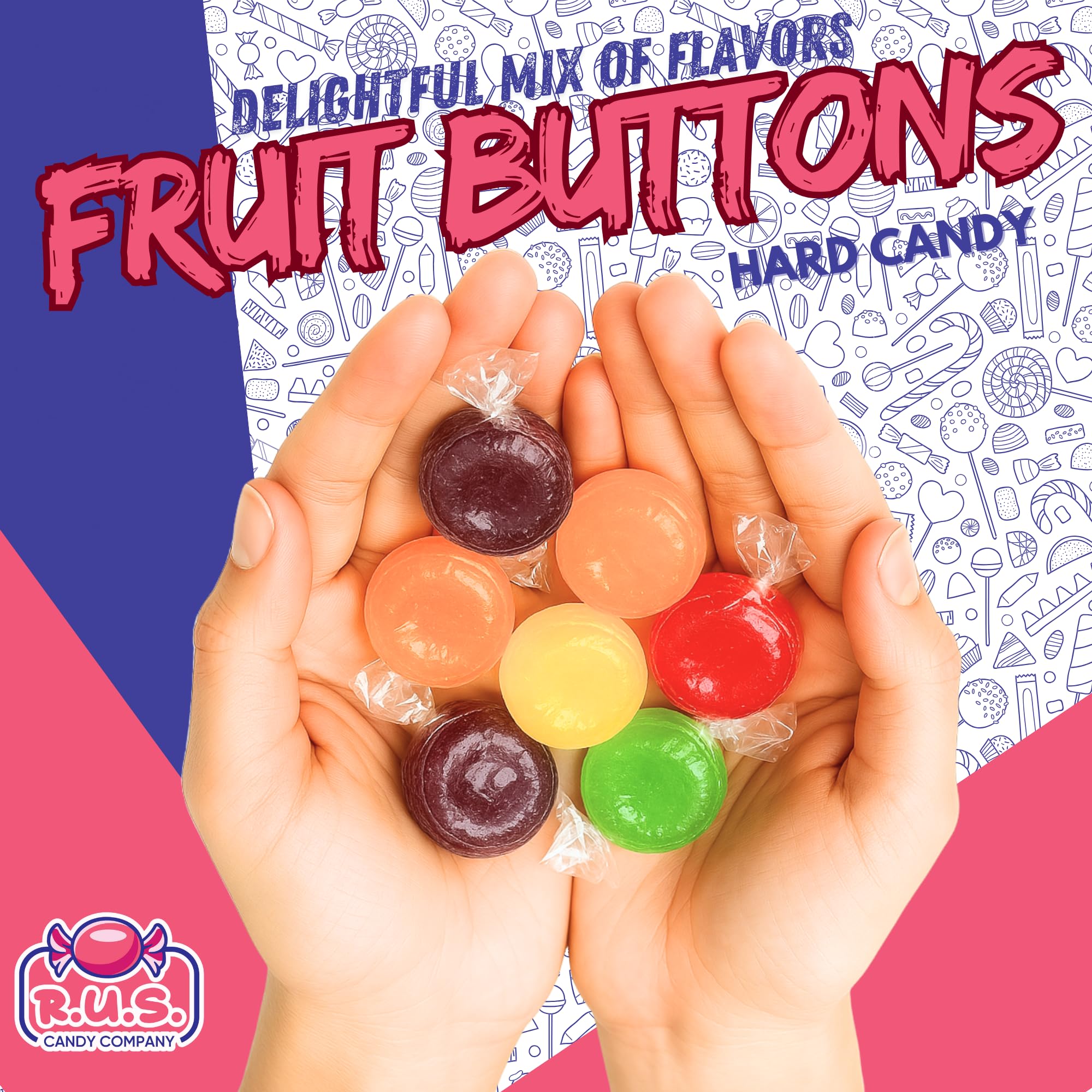 R.U.S. Candy Fruit Buttons Bulk 1lb bag for offices and events