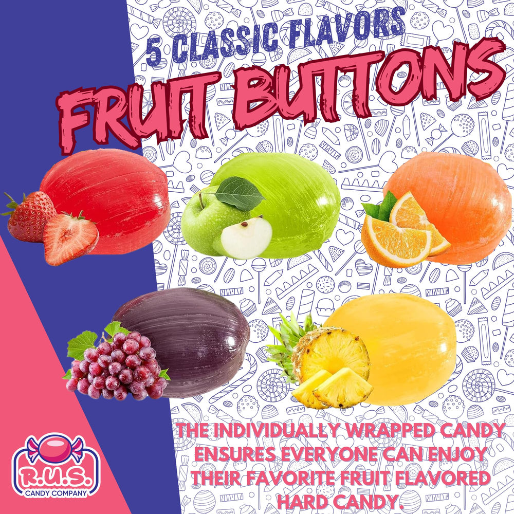 R.U.S. Candy Fruit Buttons Individually Wrapped for freshness