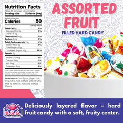 R.U.S. Candy assorted flavors showcase strawberry, orange, lemon, pineapple, and cherry.