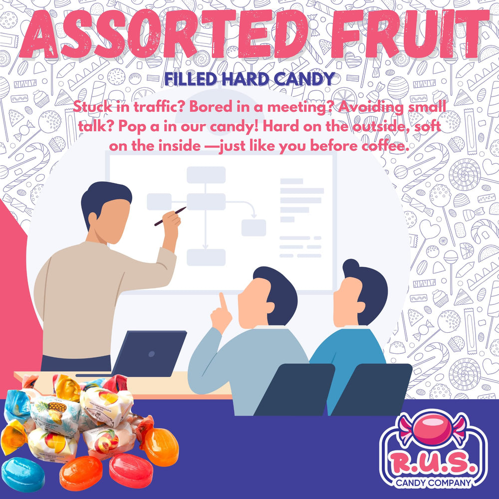 R.U.S. Candy hard exterior with soft center delivers texture contrast.