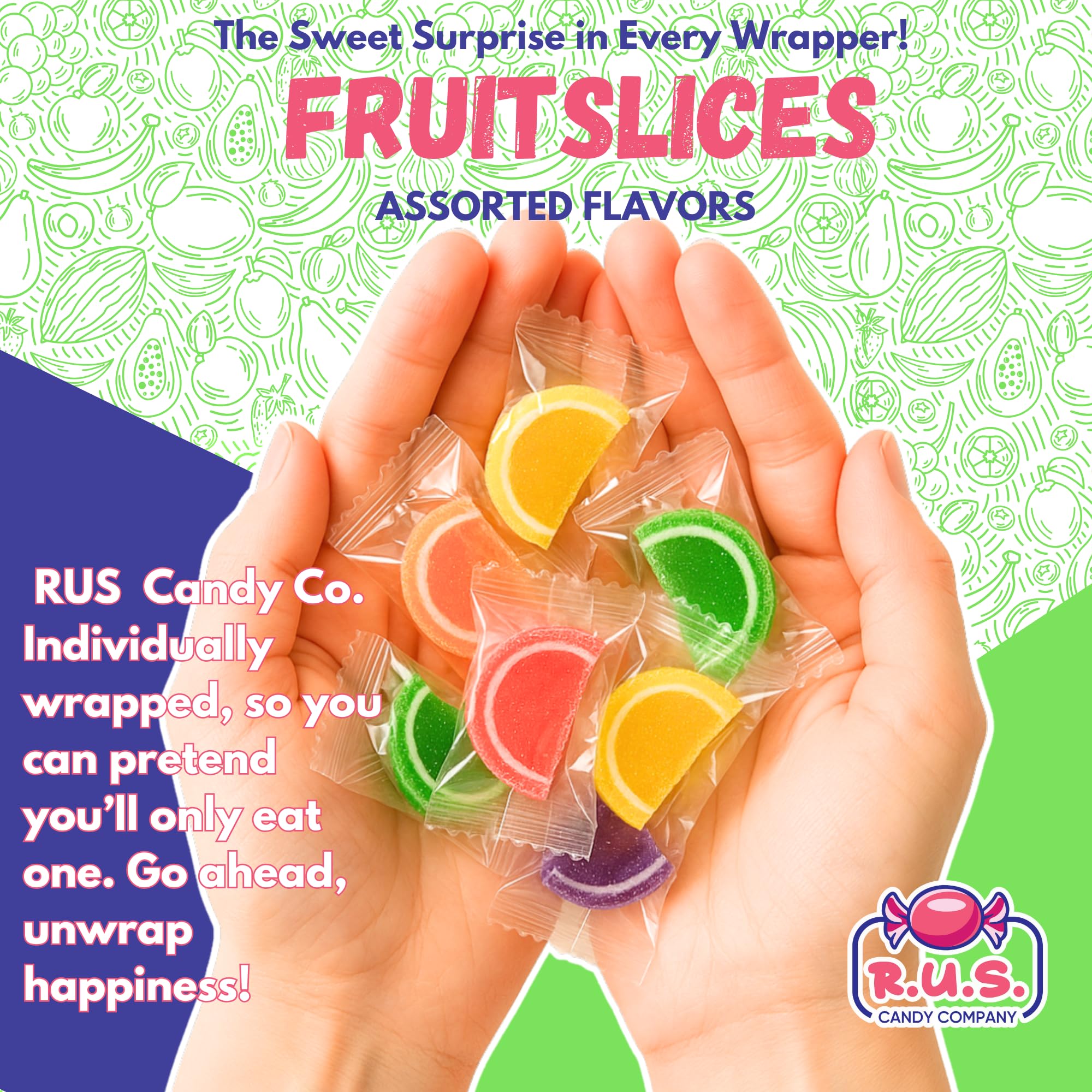 R.U.S. Candy fruit slices arranged as party favors for events