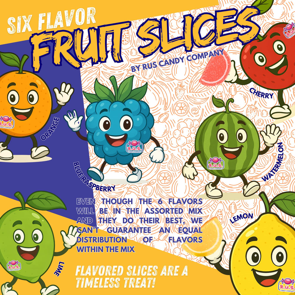 R.U.S. Candy fruit slices close-up of soft chewy texture