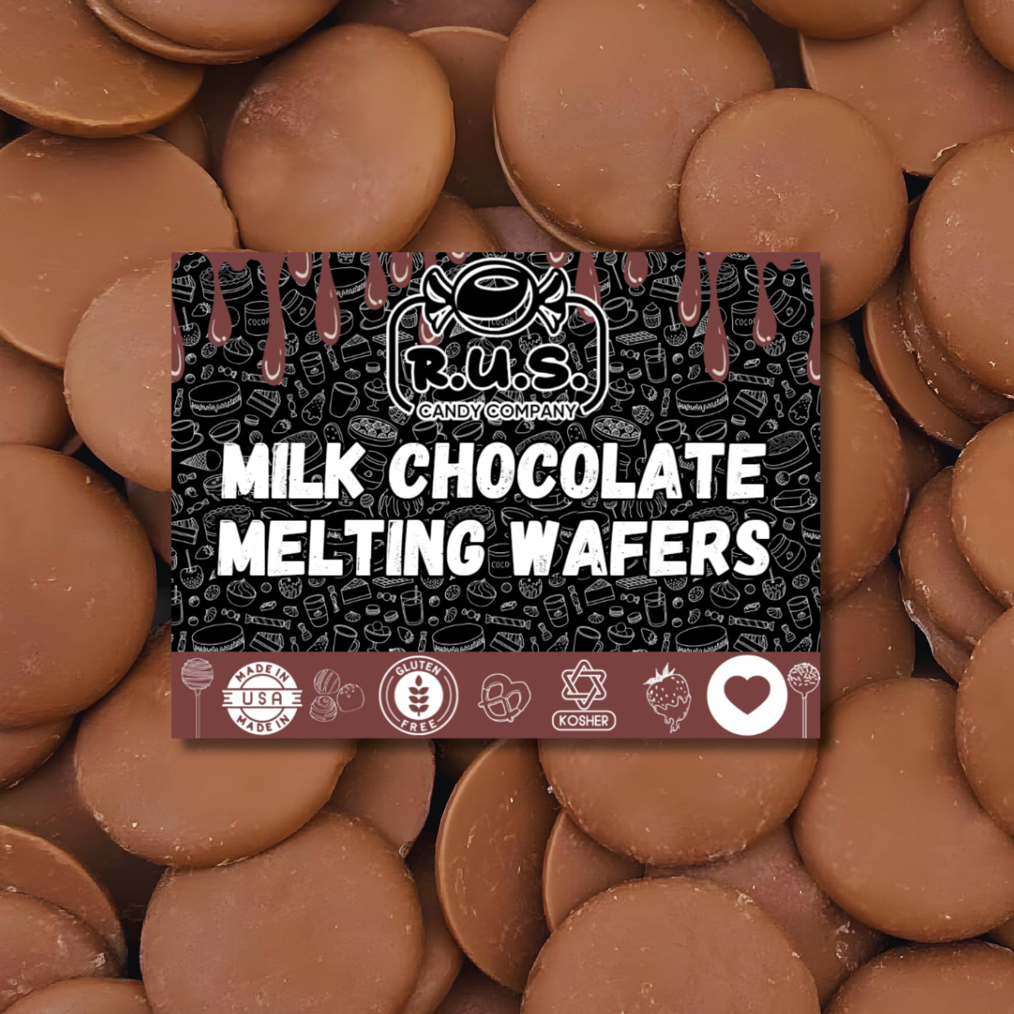 R.U.S. Candy milk chocolate wafers for dipping strawberries and coating desserts