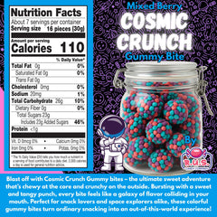 Close-up of colorful gummies coated in crunchy candy bits from R.U.S. Candy