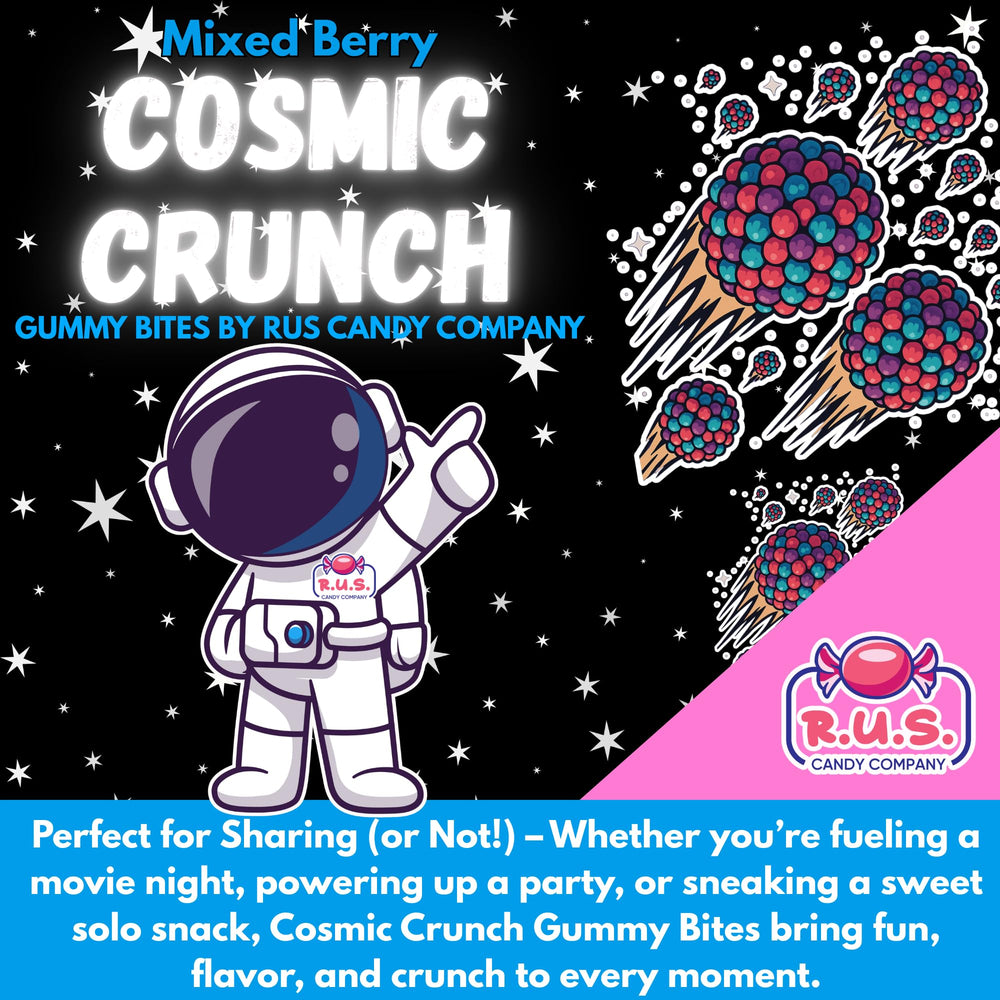 Gift-ready packaging showcasing Mixed Berry Gummy Clusters from R.U.S. Candy