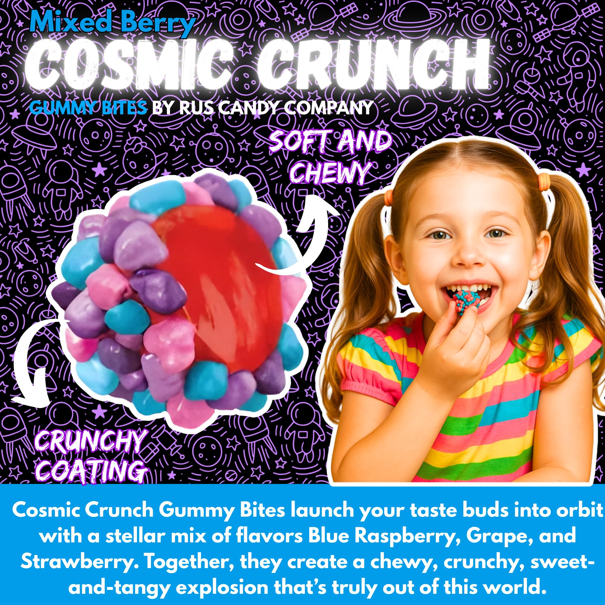 Party table featuring R.U.S. Candy clusters as a bright dessert option