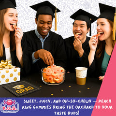 R.U.S. Candy Peach Rings Gummies sugar crystal coating enhances classic candy feel.