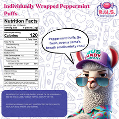 Closeup of R.U.S. Candy Peppermint Puffs showing soft chew texture