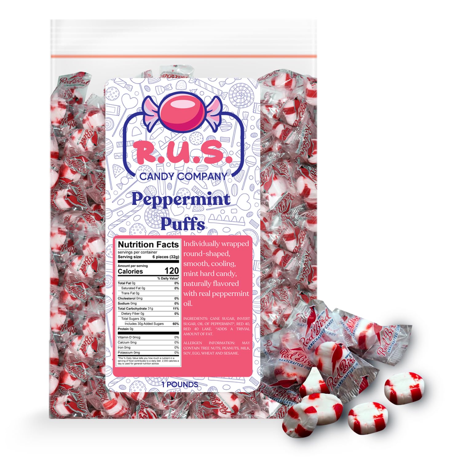 R.U.S. Candy Peppermint Puffs packaging ready for gifting at parties