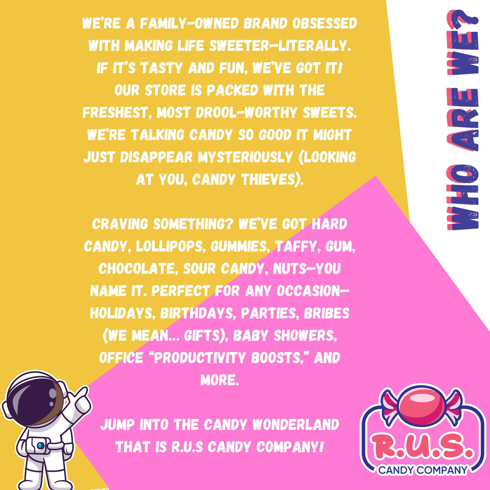 R.U.S. Candy Rainbow Cosmic Crunch Gummy Bites colorful bites; great for classroom rewards and gatherings.