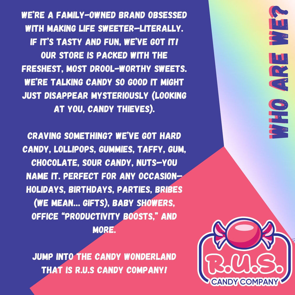 Bulk Rainbow Sour Belts packs from R.U.S. Candy for candy bowls.