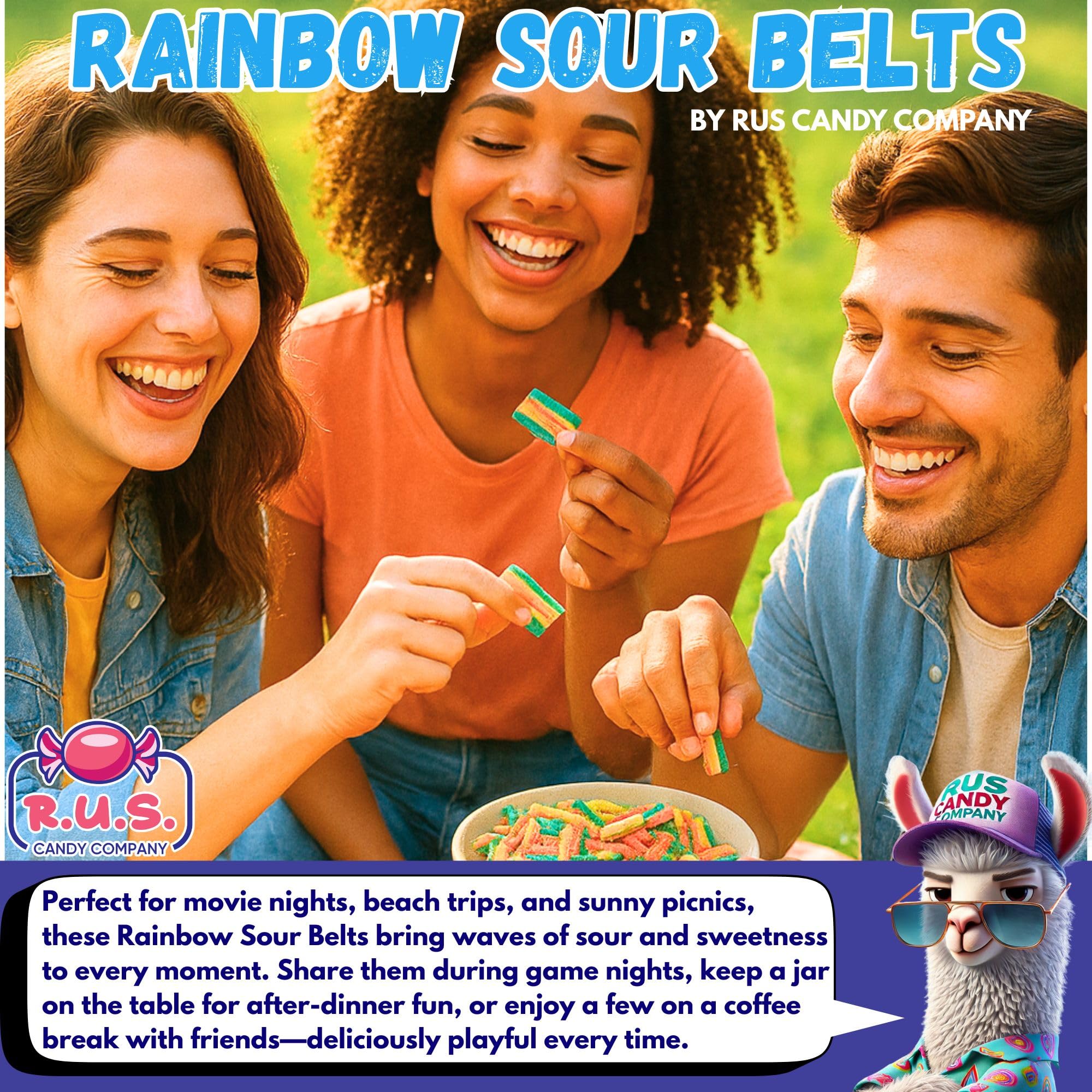 Rainbow Sour Belts red strawberry belt section evokes nostalgic treats.