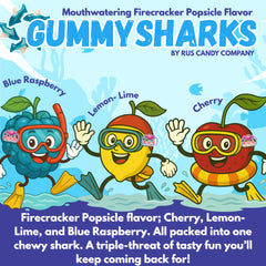 Dessert table idea with R.U.S. Candy shark candy for beach party