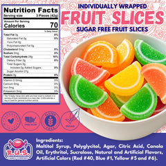 RUS Candy Sugar-Free Fruit Slices close-up texture and chewy bite.