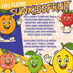 R.U.S. Candy SunKissFruit Gems five fruity flavors ideal for parties.