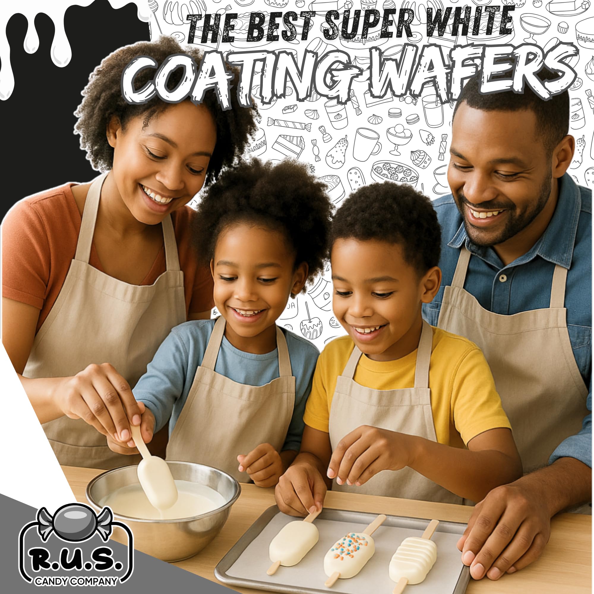 R.U.S. Candy white melting wafers in 1 lb bulk packaging for bakers.