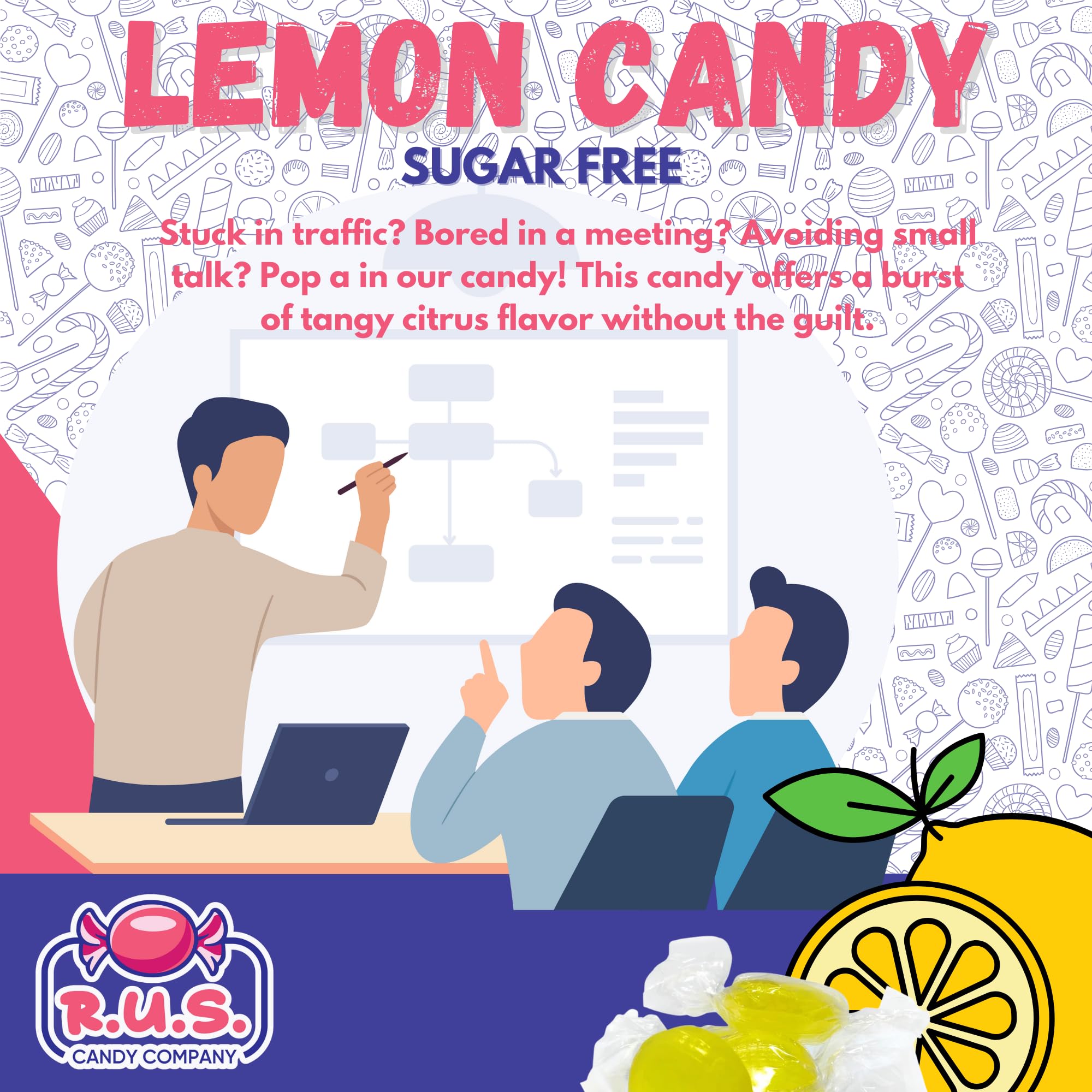 R.U.S. Candy zesty lemon drops close-up highlighting bright citrus flavor.