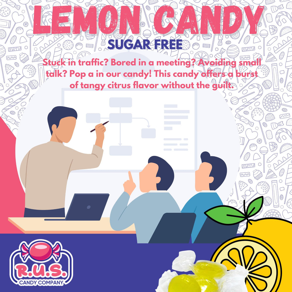 R.U.S. Candy zesty lemon drops close-up highlighting bright citrus flavor.