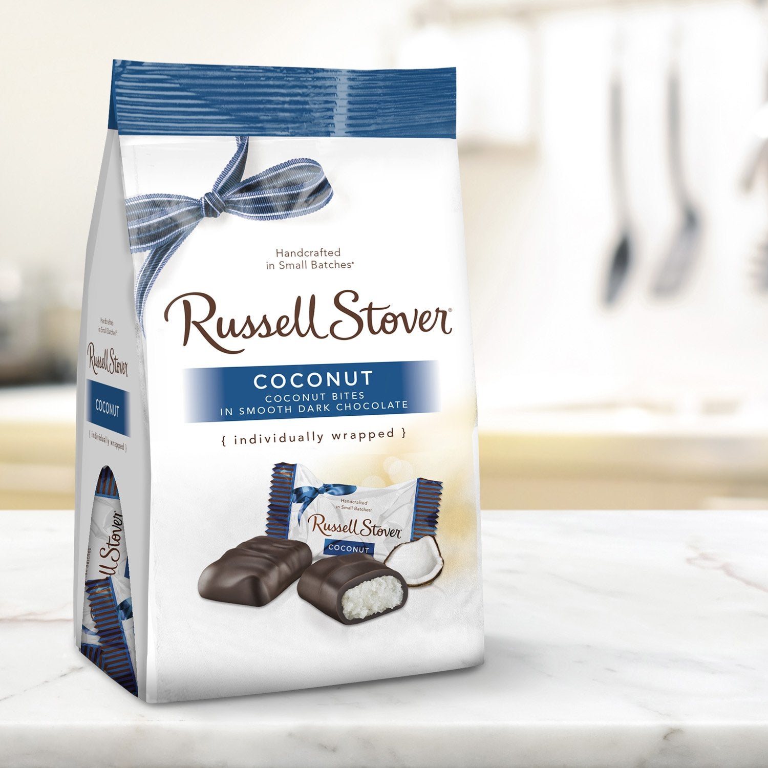 Gusset bag partially opened showing convenient serving size