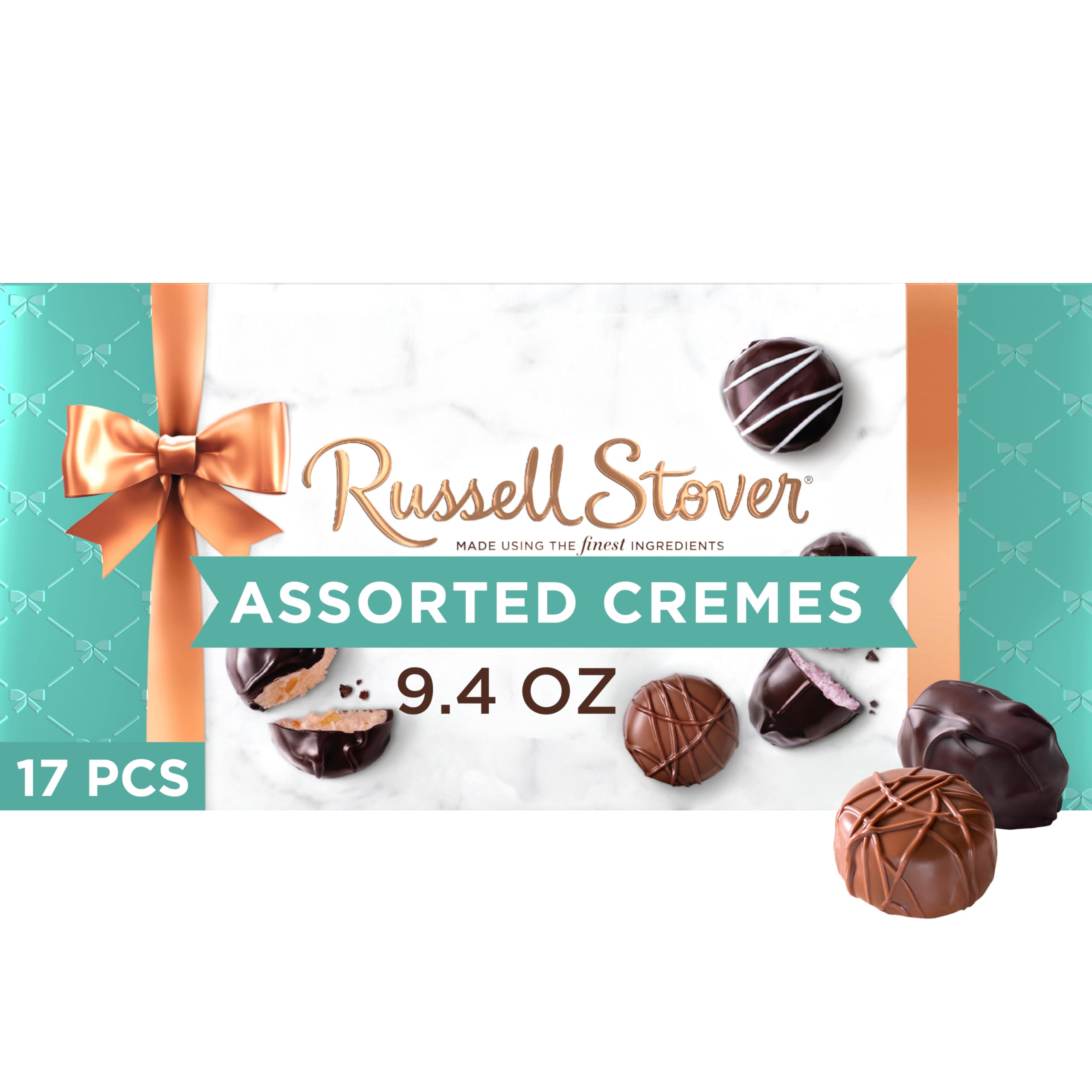 Russell Stover Assorted Creams gift box front view, ideal for gifting