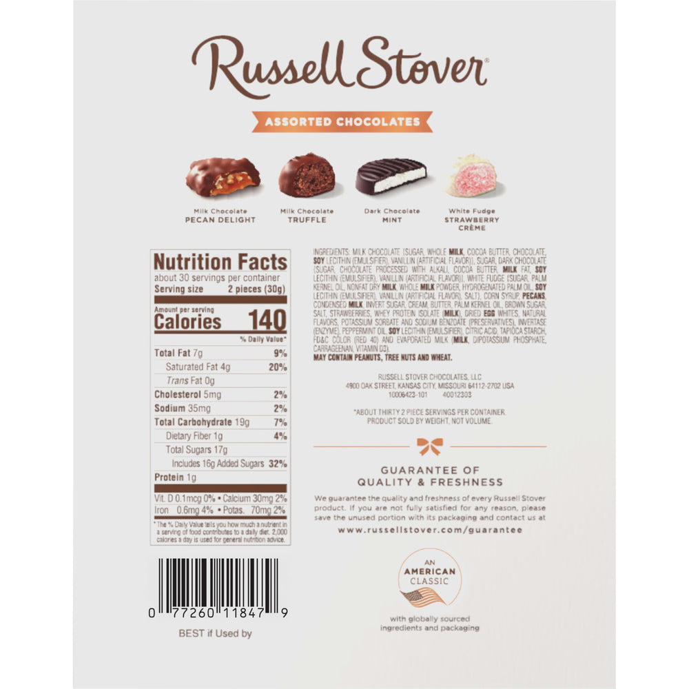Gift-ready copper box makes Russell Stover chocolates ideal for gifting occasions.