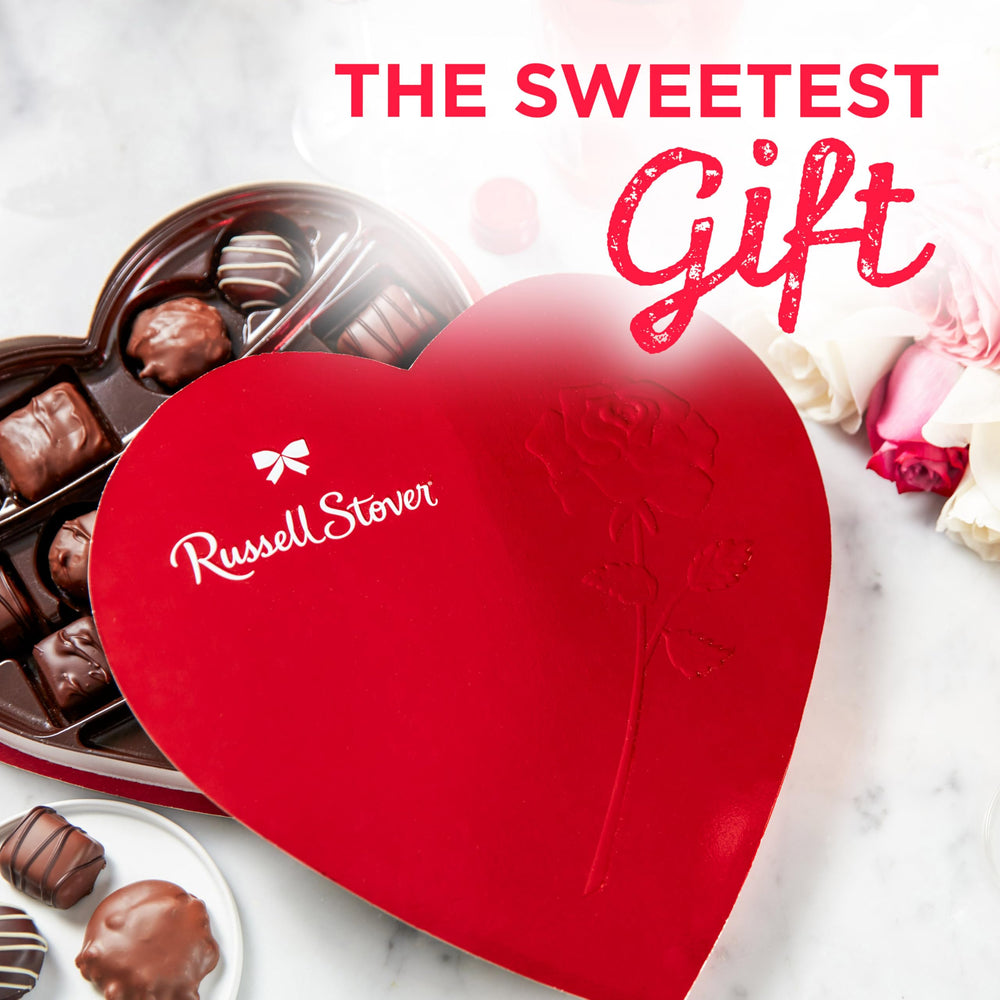 Russell Stover caramels with nuts offering chewy and crisp textures